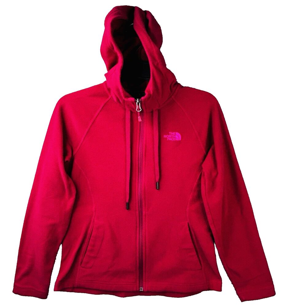 North Face Fleece Jacket Womens Small Fuschia Hoodie Full Zip